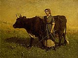 woman walking with cow by Edward Mitchell Bannister